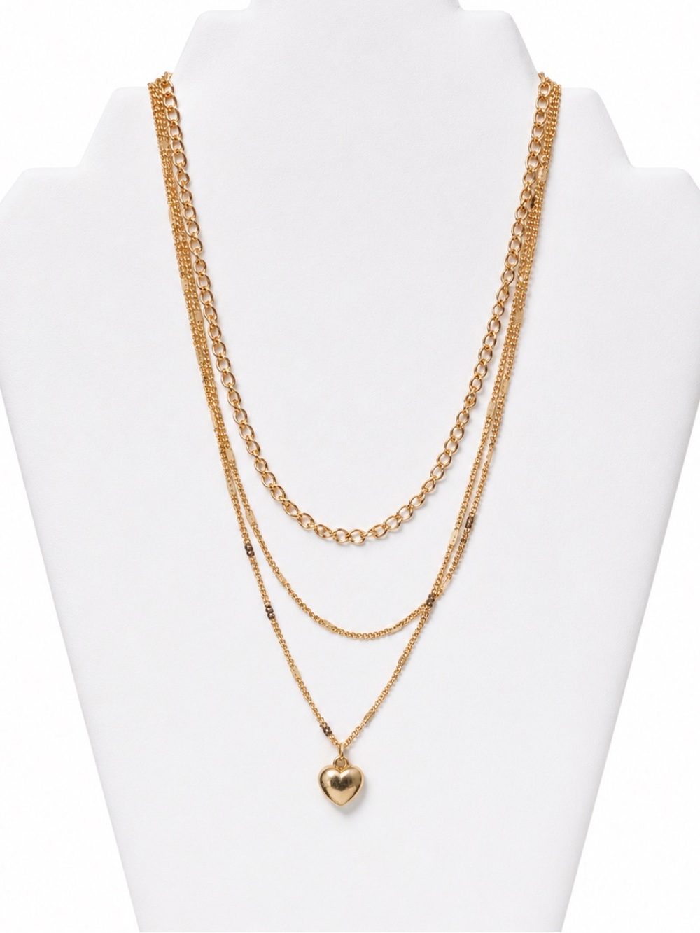 Multi chain necklace with heart charm
